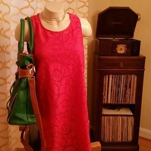 Vibrant Red-Orange Lacy Tunic